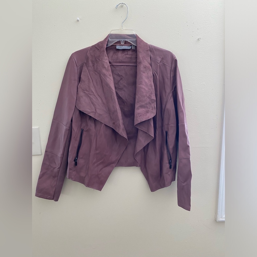 Bagatelle Faux-Suede Drape-Front Jacket.Color:Pink